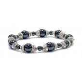 18cm Alloy Spacer Hematite Stone Beaded Stretch Bracelet